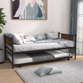KOMFOTT Twin Metal Daybed with Trundle, Twin Size Sofa Daybed Frame, Heavy-Duty Steel Slats Support Platform Bed, Mattress Foundation, Day Bed with Trundle for Living Room, Guest Room