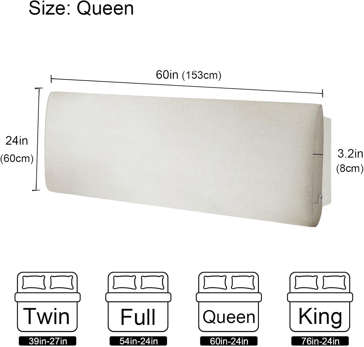 Upholstered Headboard, Wall Mounted Pillow Cushion, with Removeable Washable Cover, No Tools Needed
