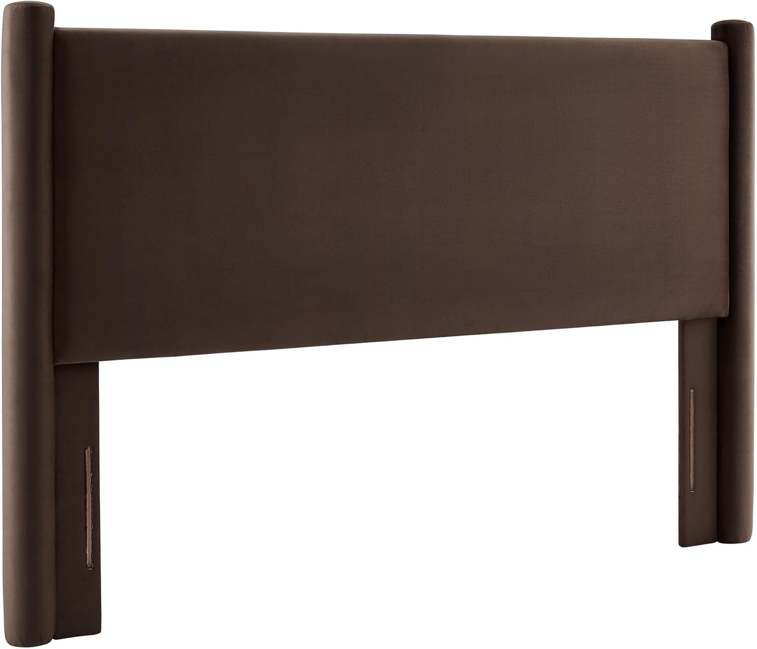 Modway Rael Queen Upholstered Headboard with Pillars in Chocolate Brown – Velvet Headboard – Stain-Resistant Performance Velvet Headboard for Queen Size Beds