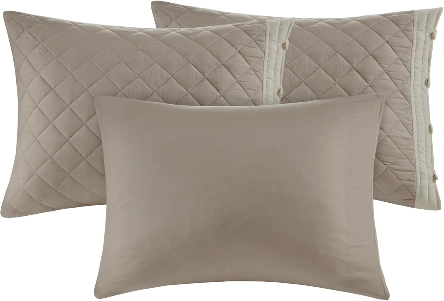 Madison Park 100% Cotton Daybed Cover Set - Trendy Design, All Season Luxury Bedding with Bedskirt, Matching Shams, Decorative Pillow, Diamond Quilted, Khaki 75"x39" 6 Piece