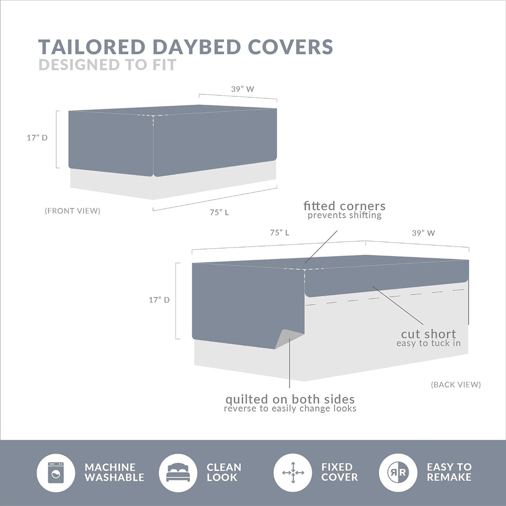 Madison Park 100% Cotton Daybed Cover Set - Trendy Design, All Season Luxury Bedding with Bedskirt, Matching Shams, Decorative Pillow, Diamond Quilted, Khaki 75"x39" 6 Piece