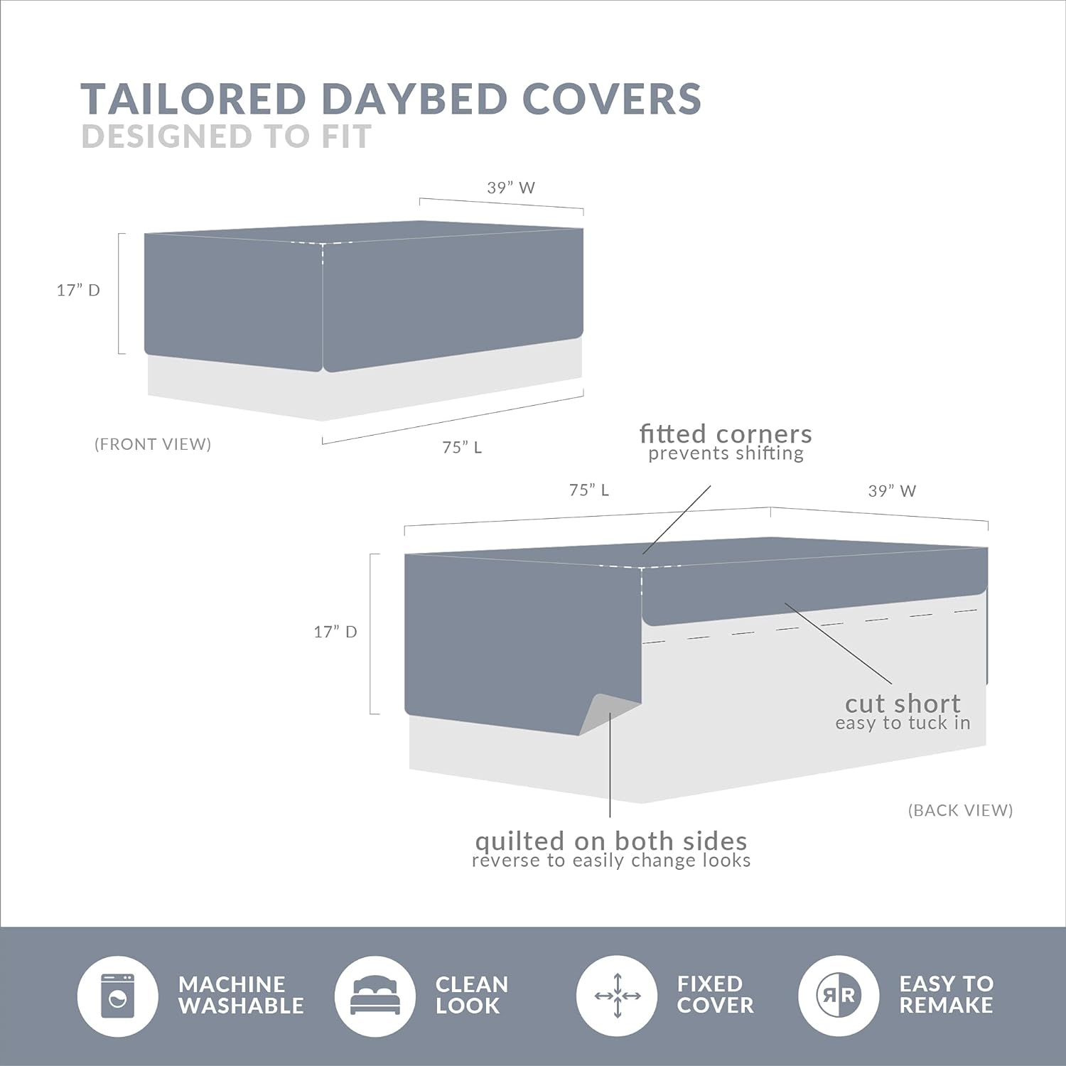 Madison Park 100% Cotton Daybed Cover Set - Trendy Design, All Season Luxury Bedding with Bedskirt, Matching Shams, Decorative Pillow, Diamond Quilted, Khaki 75"x39" 6 Piece