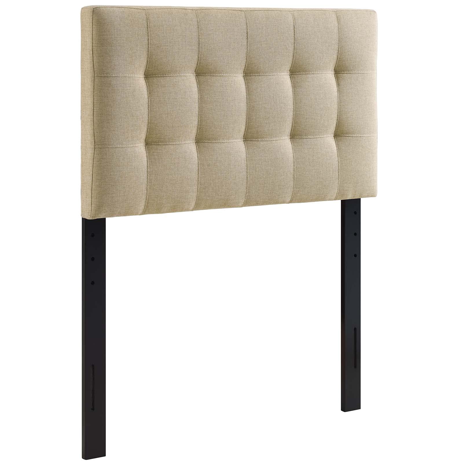 Modway Lily Tufted Linen Fabric Upholstered Full Headboard in Beige