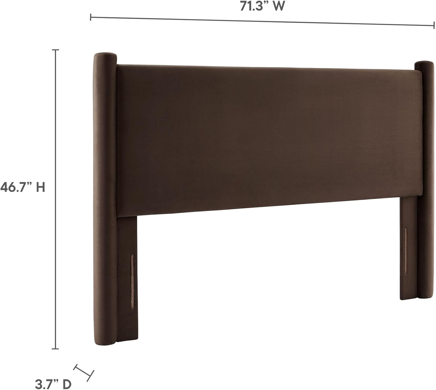 Modway Rael Queen Upholstered Headboard with Pillars in Chocolate Brown – Velvet Headboard – Stain-Resistant Performance Velvet Headboard for Queen Size Beds