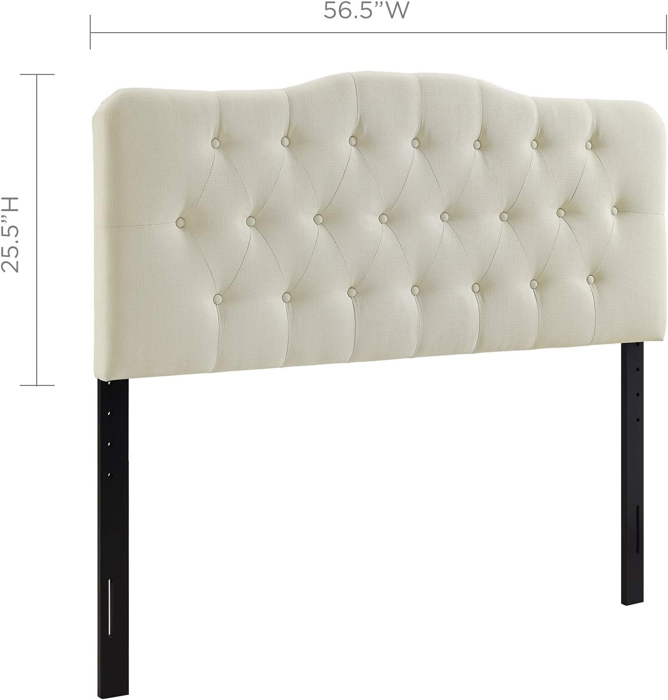 Modway Annabel Tufted Button Linen Fabric Upholstered Full Headboard in Ivory