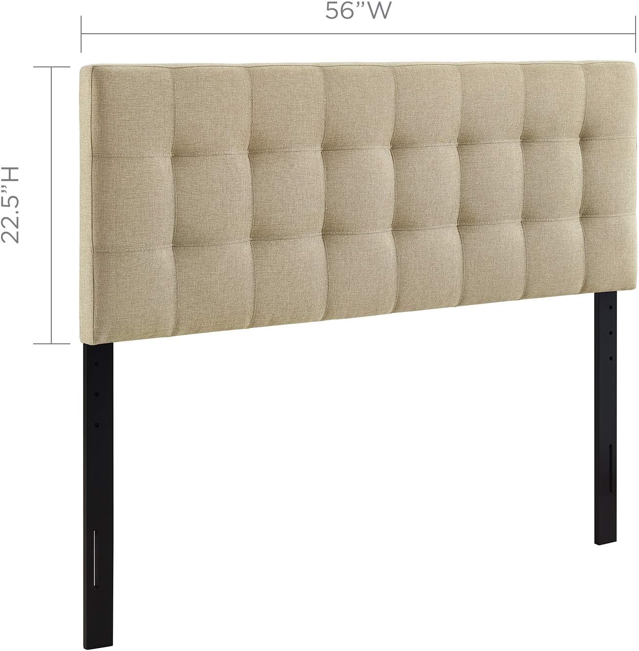 Modway Lily Tufted Linen Fabric Upholstered Full Headboard in Beige