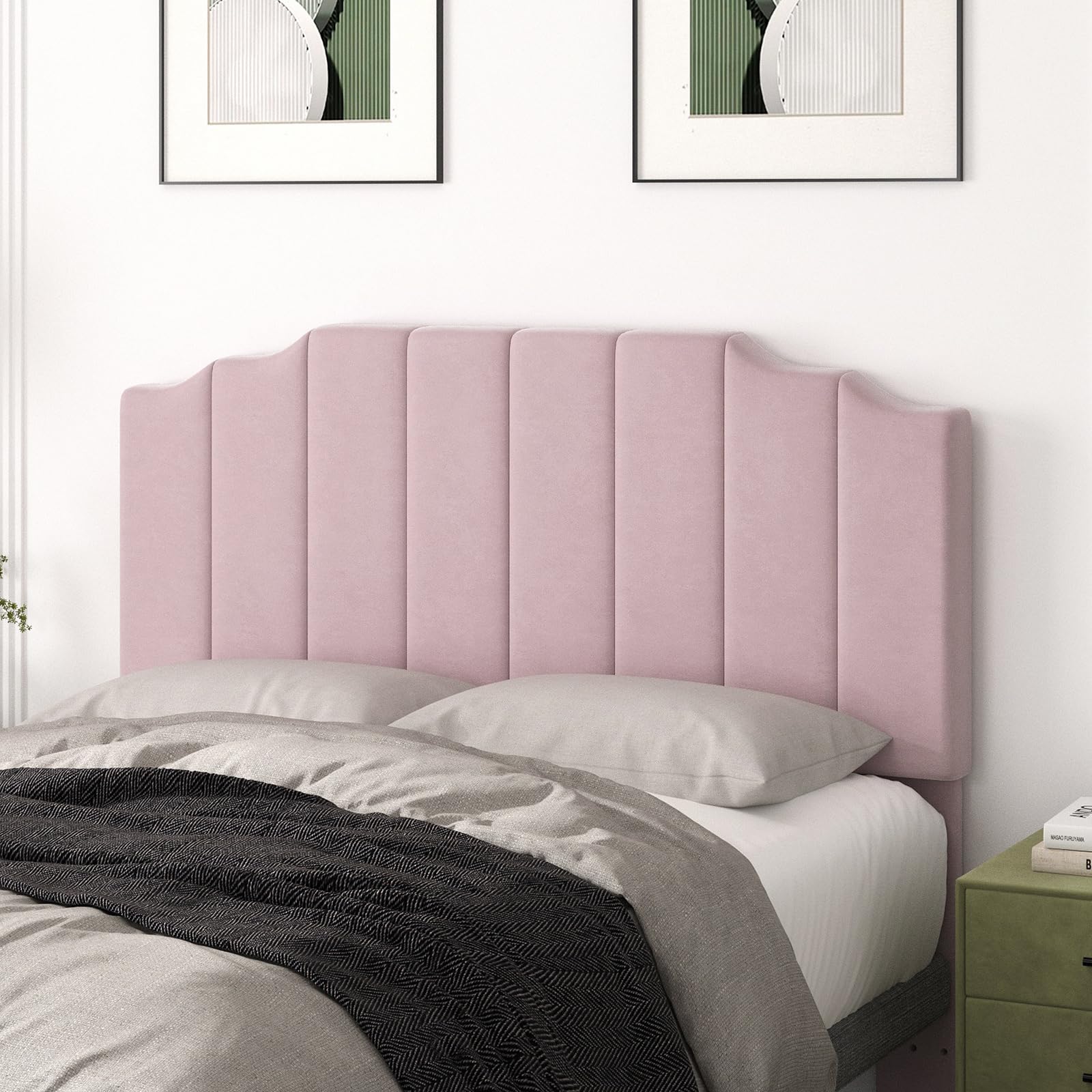 Befurtori King Size Headboard Only, Linen Wall Mounted Headboard King for Adjustable Bed Modern Upholstered Head Board Easy Assembly, Beige