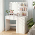 VASAGLE Kailyn Collection - Vanity Desk with Mirror and 9 LED Bulbs, Vanity Makeup Table with Power Outlets, Dressing Table with 9 Drawers, for Bedroom, Cloud White URDT141WB01S