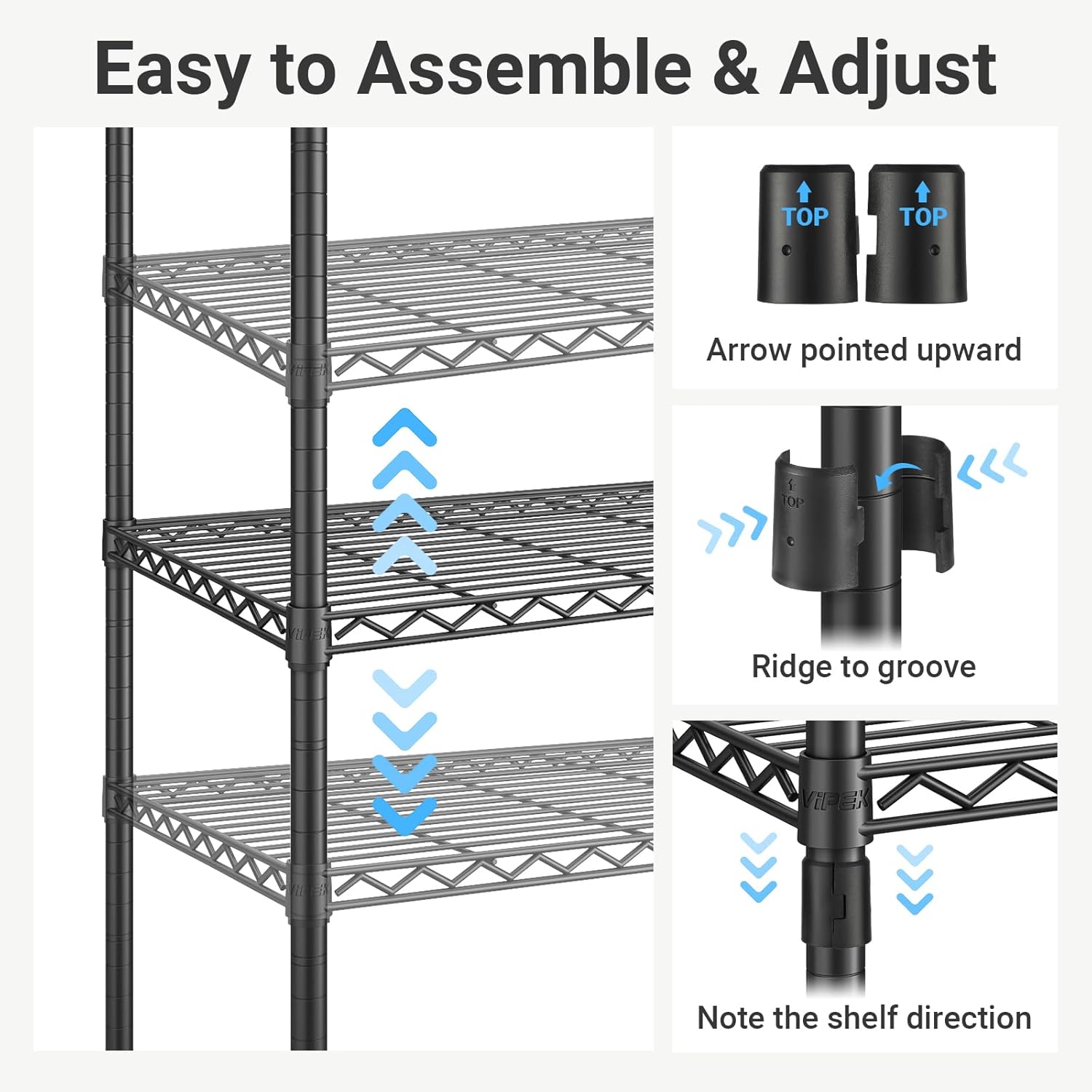 VIPEK V50 Extra Large Closet Rack Heavy Duty Garment Rack Freestanding Wardrobe with Shelves, Portable Metal Clothing Rack for Hanging Clothes, Adjustable Open Closet System, 1300 lb Capacity, Black