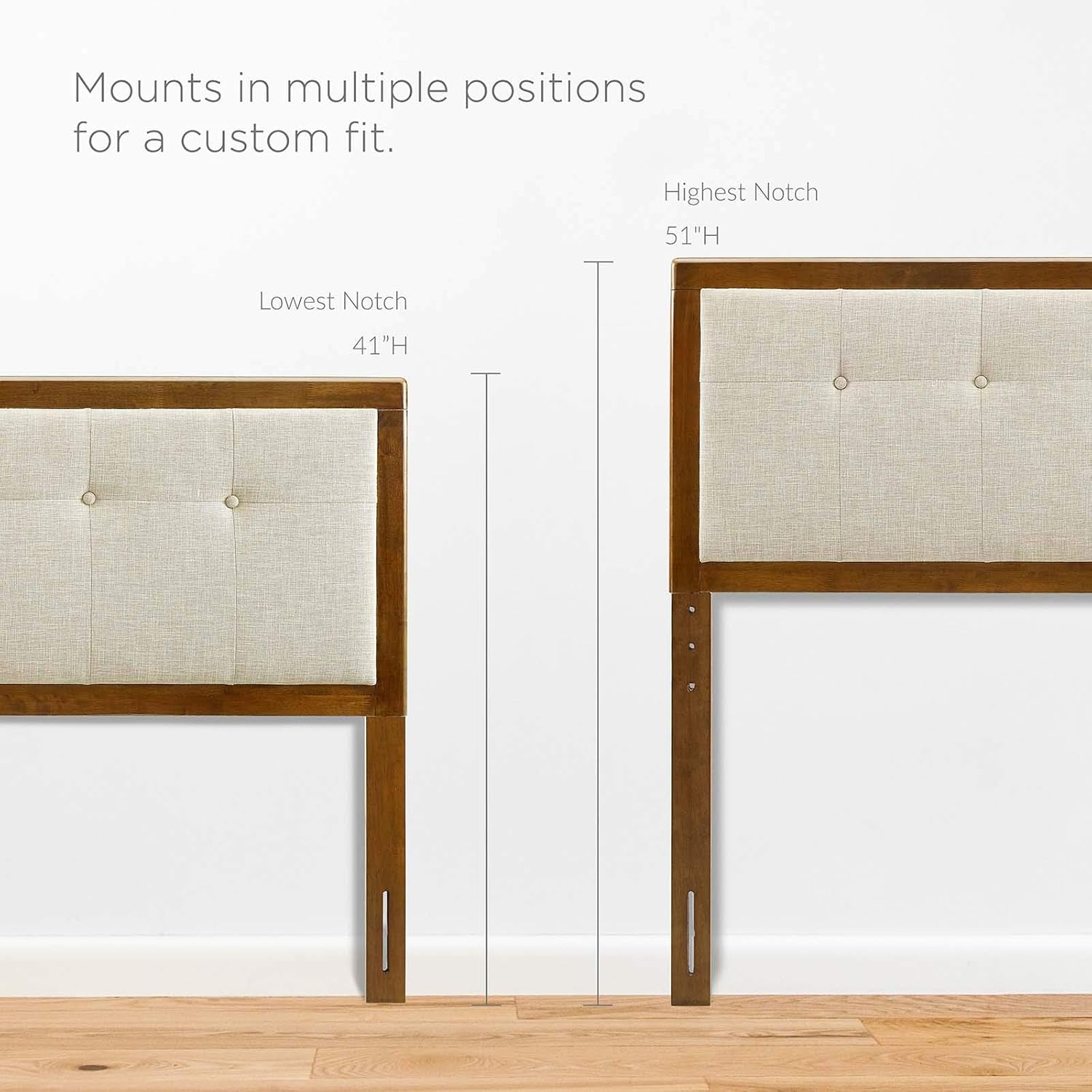 Modway Draper Tufted Full Fabric and Wood Headboard in Walnut Beige