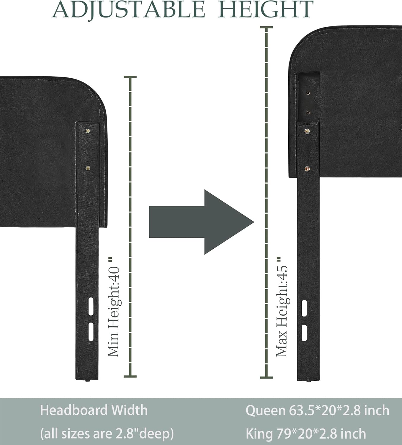Tufted Upholstered Headboard Queen Size, Button Adjustable Height Head Board Only, Sturdy and Durable Solid Wood with Nailhead Trim, Ideal for Bedroom, Dorm, Guest Room, Gray | Luxurious Velvet, Sturdy Construction, Versatile Decor