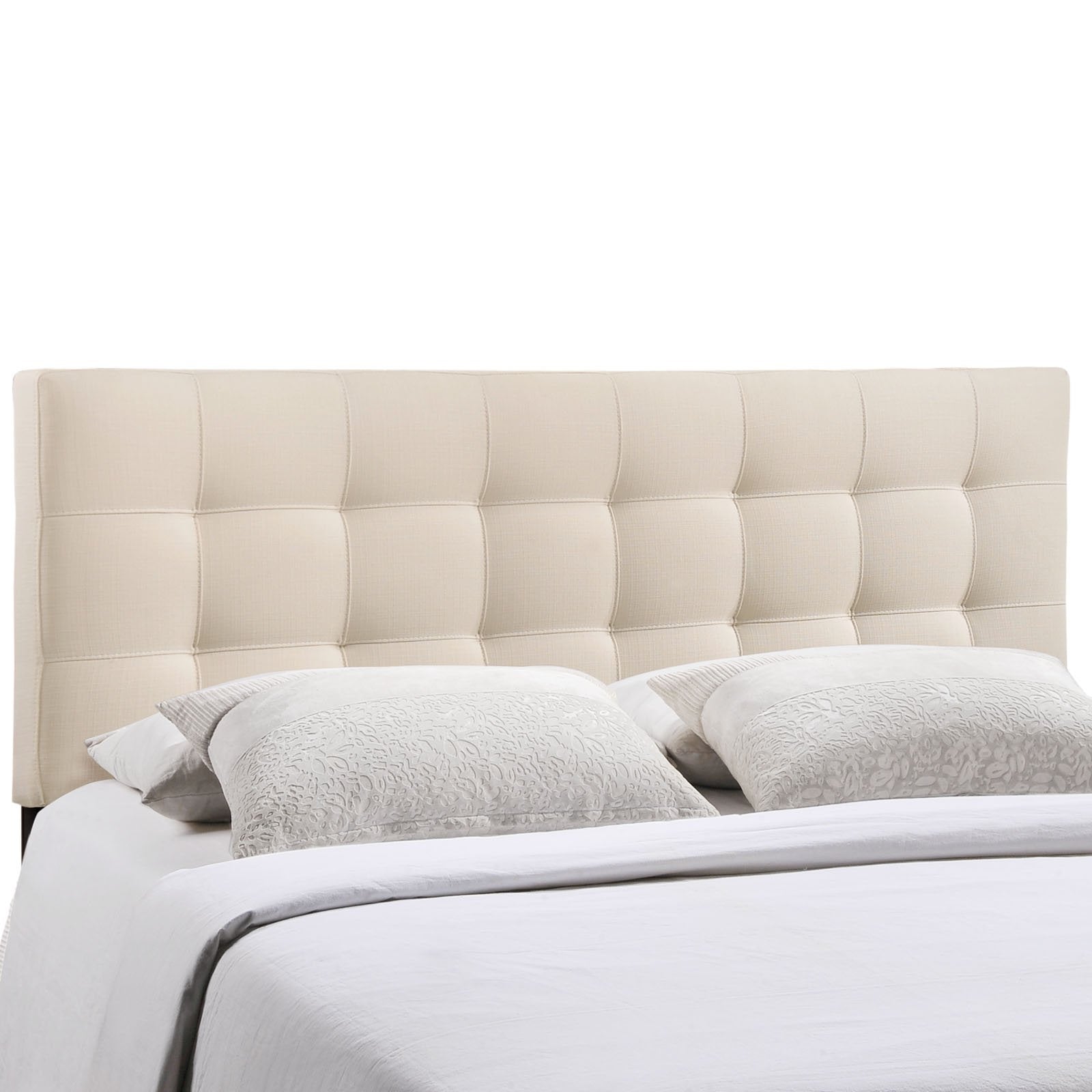 Modway Lily Tufted Linen Fabric Upholstered Full Headboard in Beige