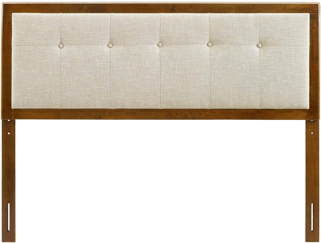Modway Draper Tufted Full Fabric and Wood Headboard in Walnut Beige