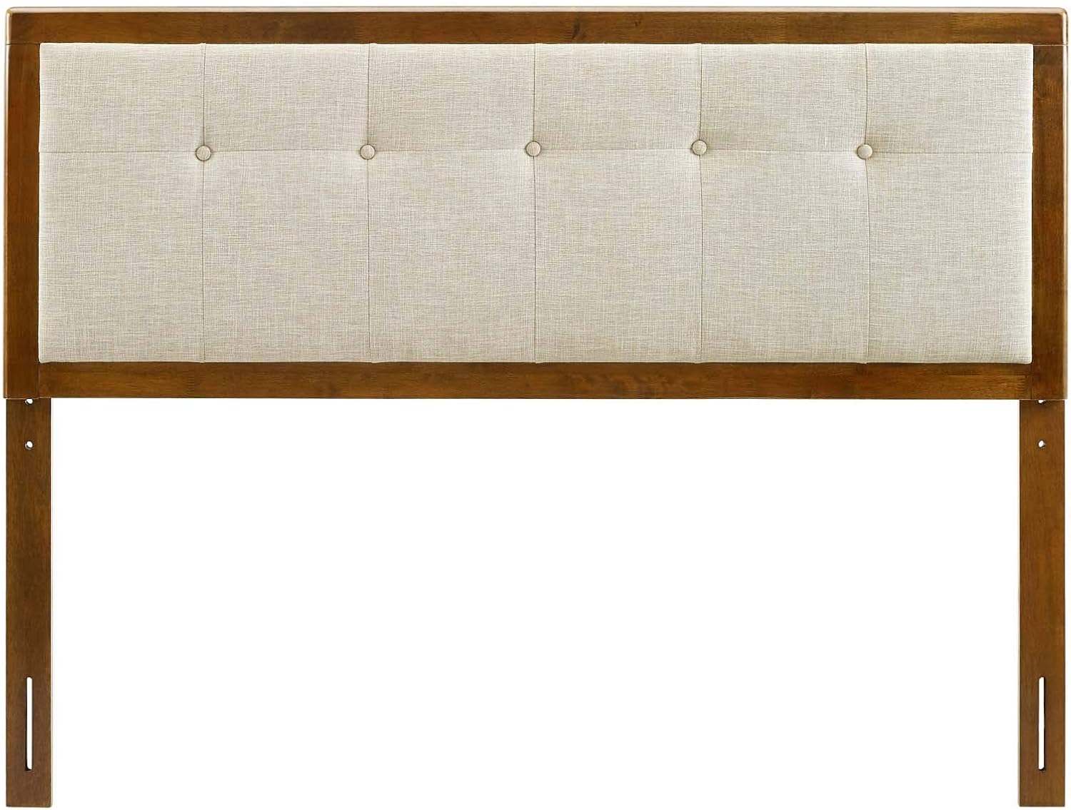 Modway Draper Tufted Full Fabric and Wood Headboard in Walnut Beige
