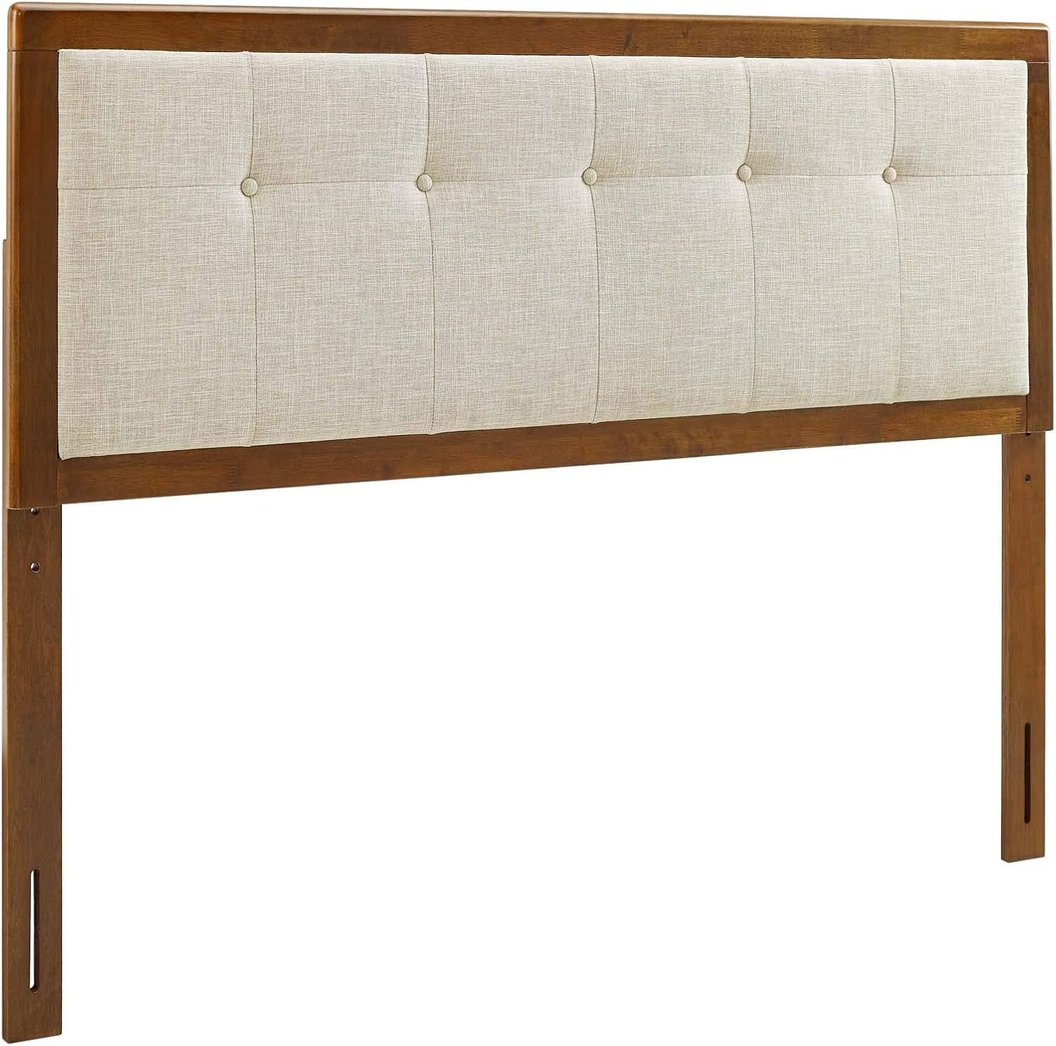 Modway Draper Tufted Full Fabric and Wood Headboard in Walnut Beige