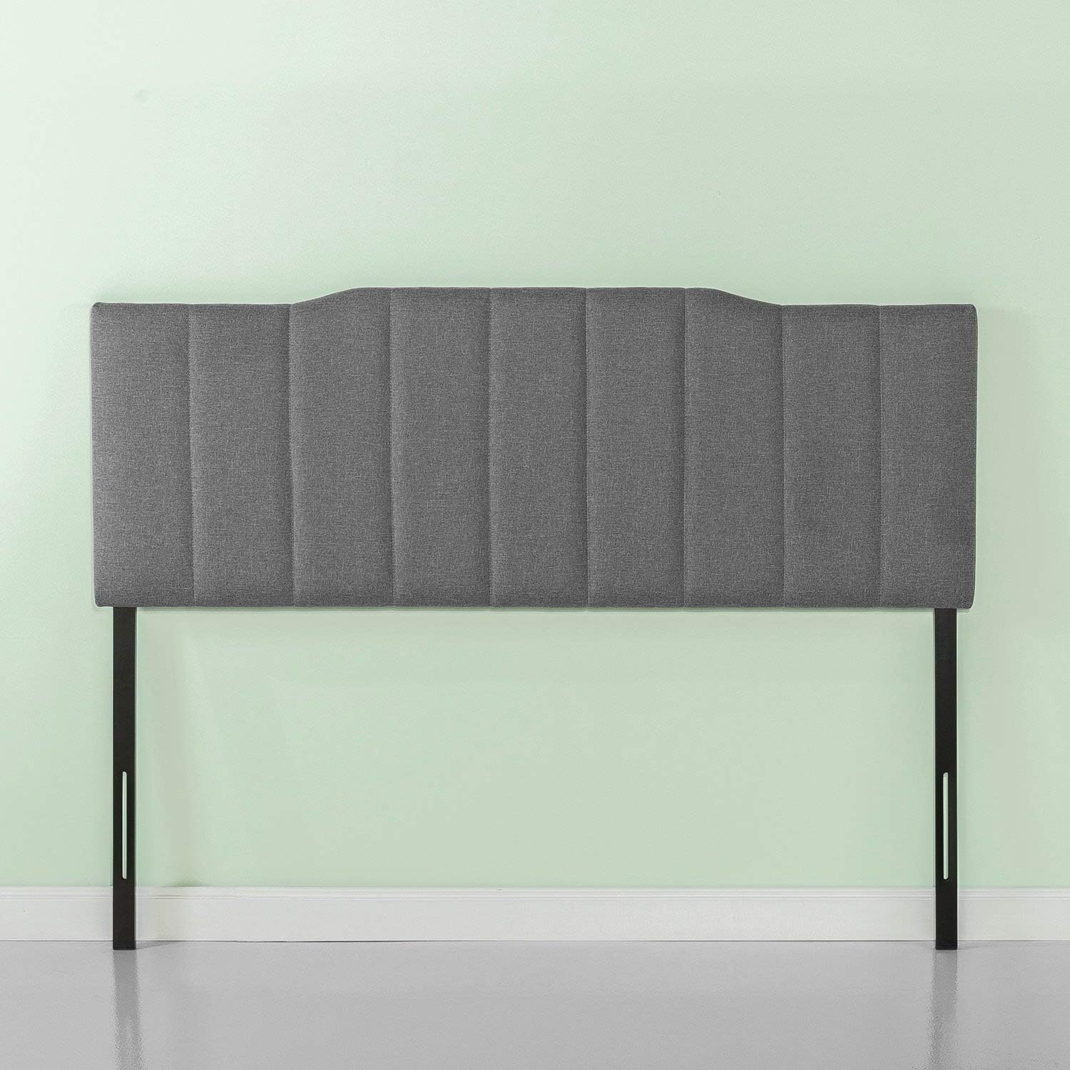 Zinus Satish Upholstered Headboard, Channel Stitched Upholstery, Easy Assembly, Full, Grey