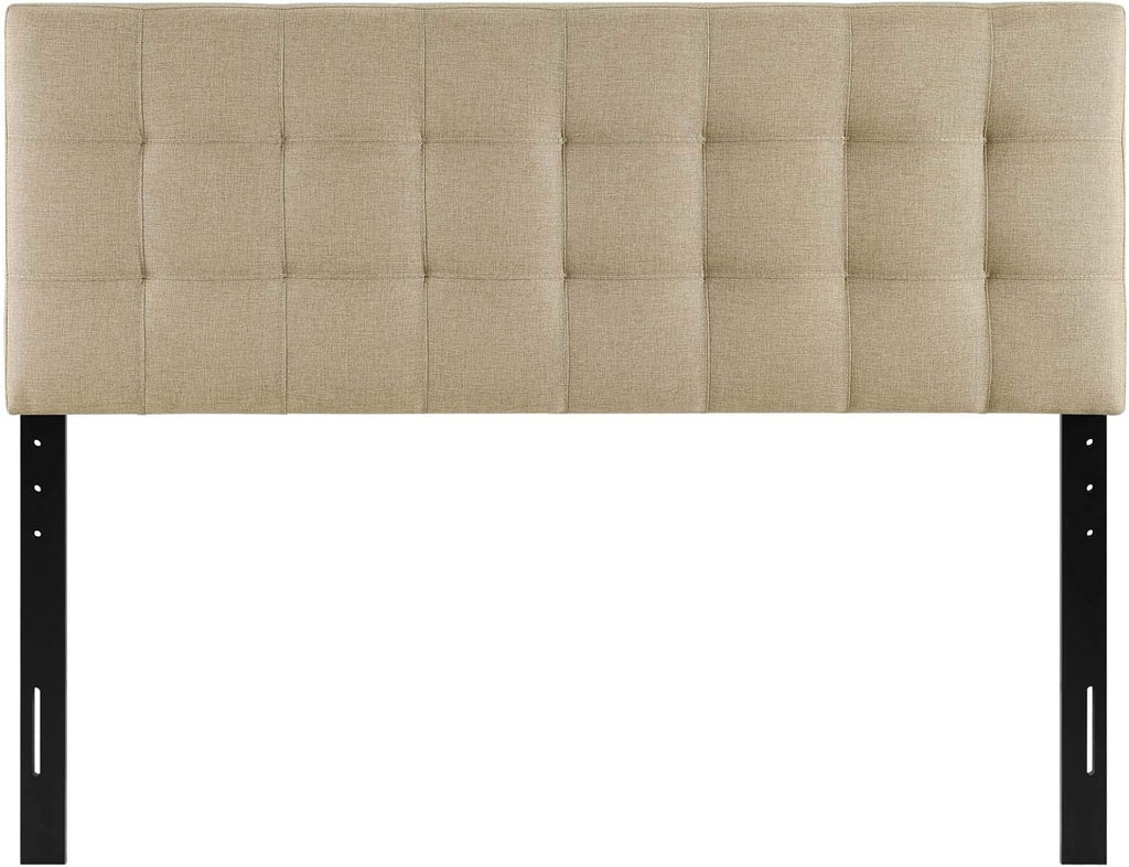 Modway Lily Tufted Linen Fabric Upholstered Full Headboard in Beige