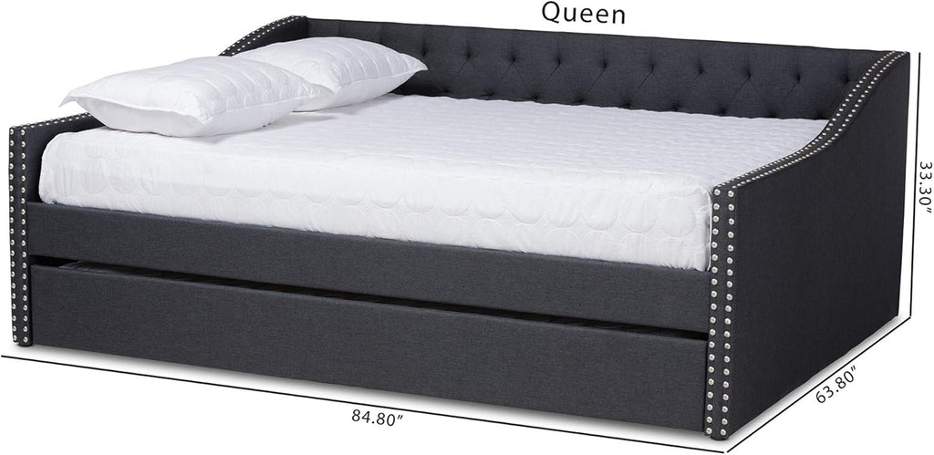 Baxton Studio Daybed, Queen, Dark Grey