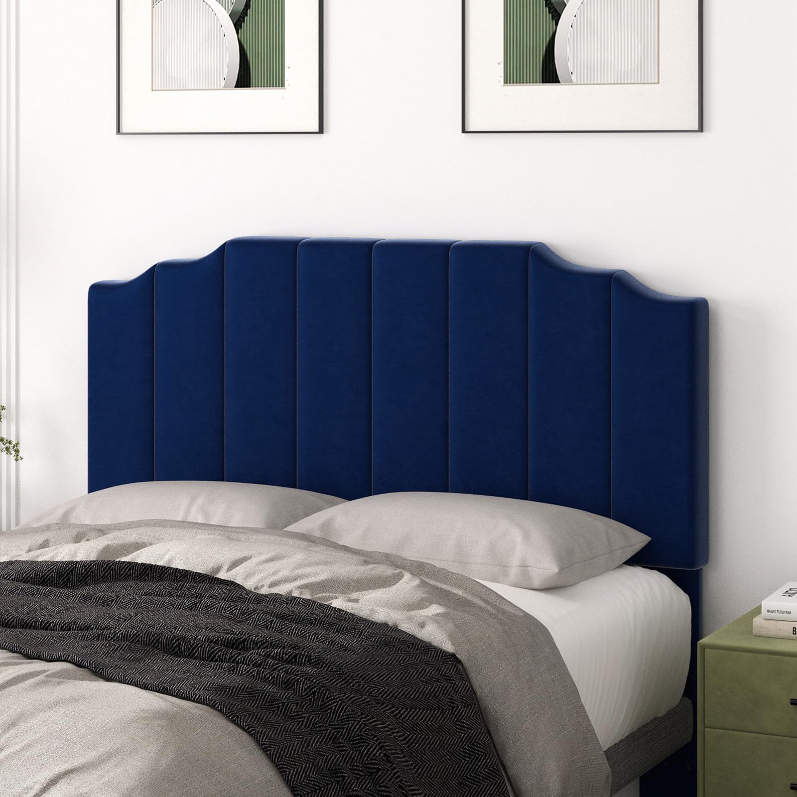 Befurtori King Size Headboard Only, Linen Wall Mounted Headboard King for Adjustable Bed Modern Upholstered Head Board Easy Assembly, Beige