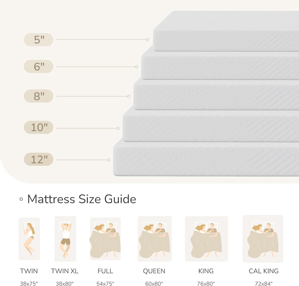 MLILY Twin Mattress in a Box, 6 inch Mattresses for Kids Bed Single Size Daybed Individual Bunk, Memory Foam Medium Firm