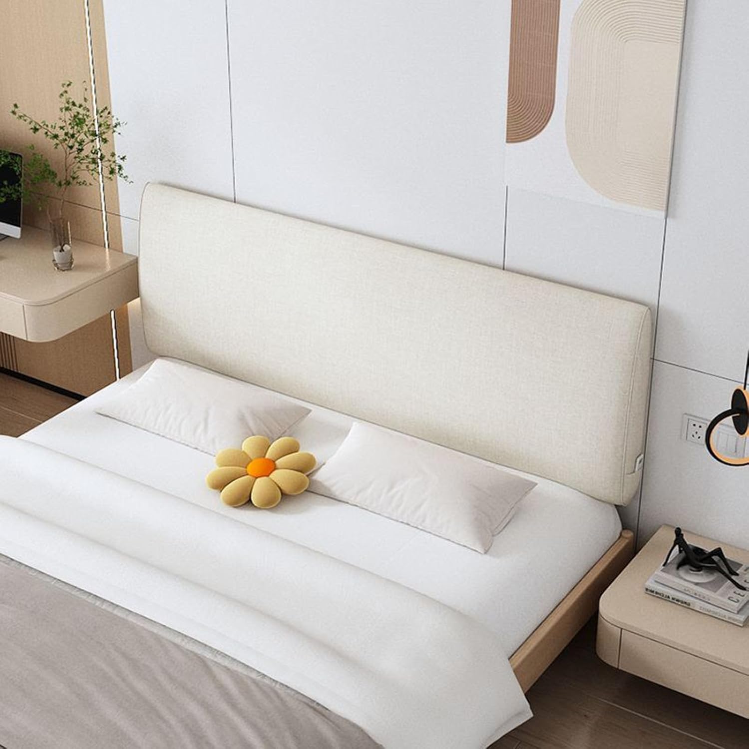 Upholstered Headboard, Wall Mounted Pillow Cushion, with Removeable Washable Cover, No Tools Needed