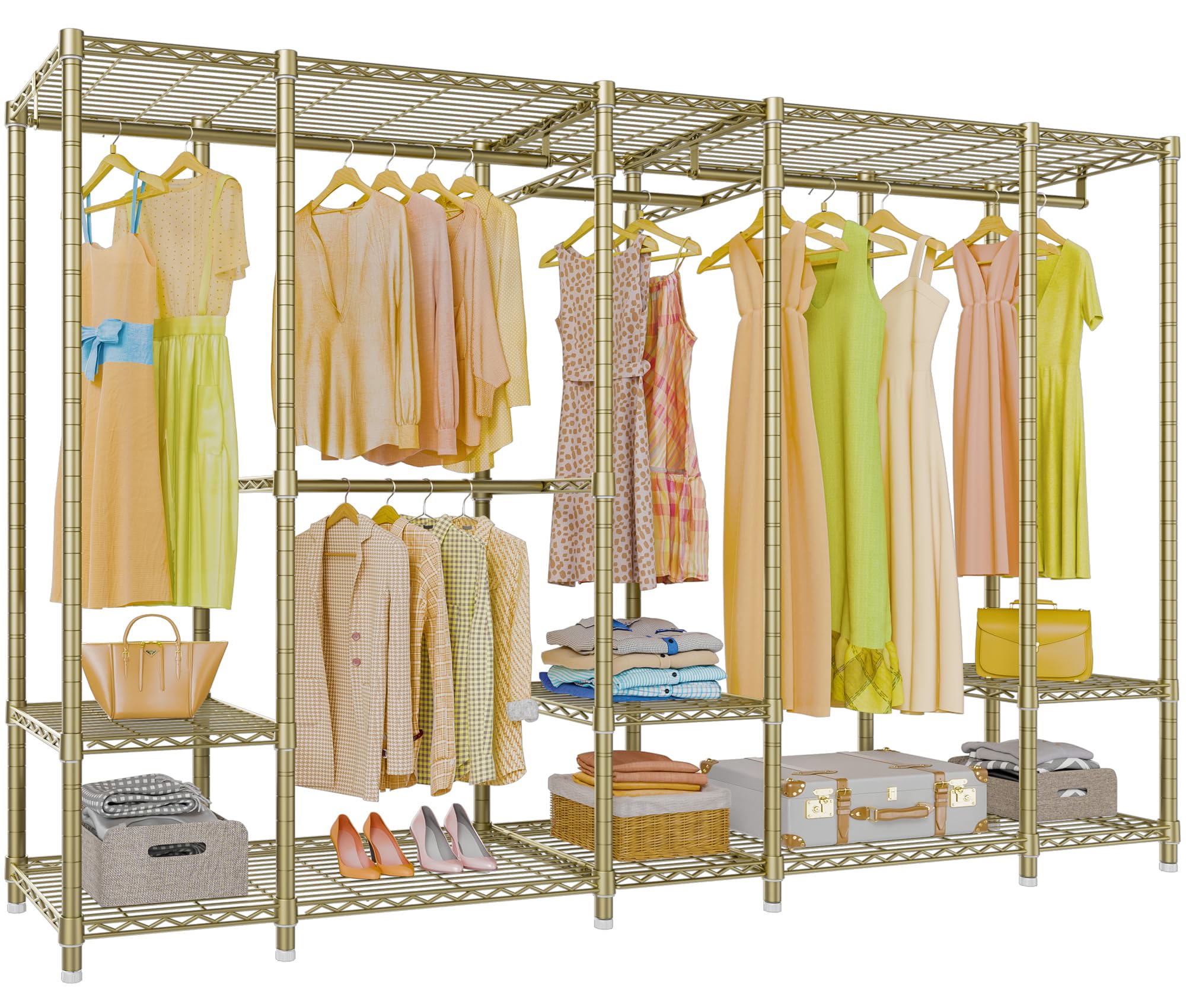 VIPEK V50 Extra Large Closet Rack Heavy Duty Garment Rack Freestanding Wardrobe with Shelves, Portable Metal Clothing Rack for Hanging Clothes, Adjustable Open Closet System, 1300 lb Capacity, Black