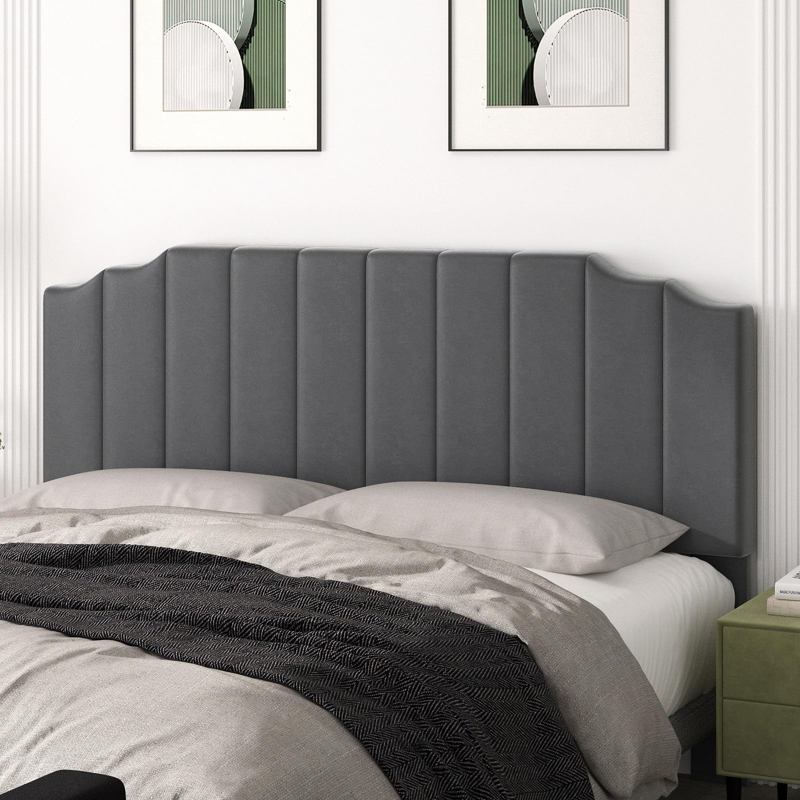 Befurtori King Size Headboard Only, Linen Wall Mounted Headboard King for Adjustable Bed Modern Upholstered Head Board Easy Assembly, Beige