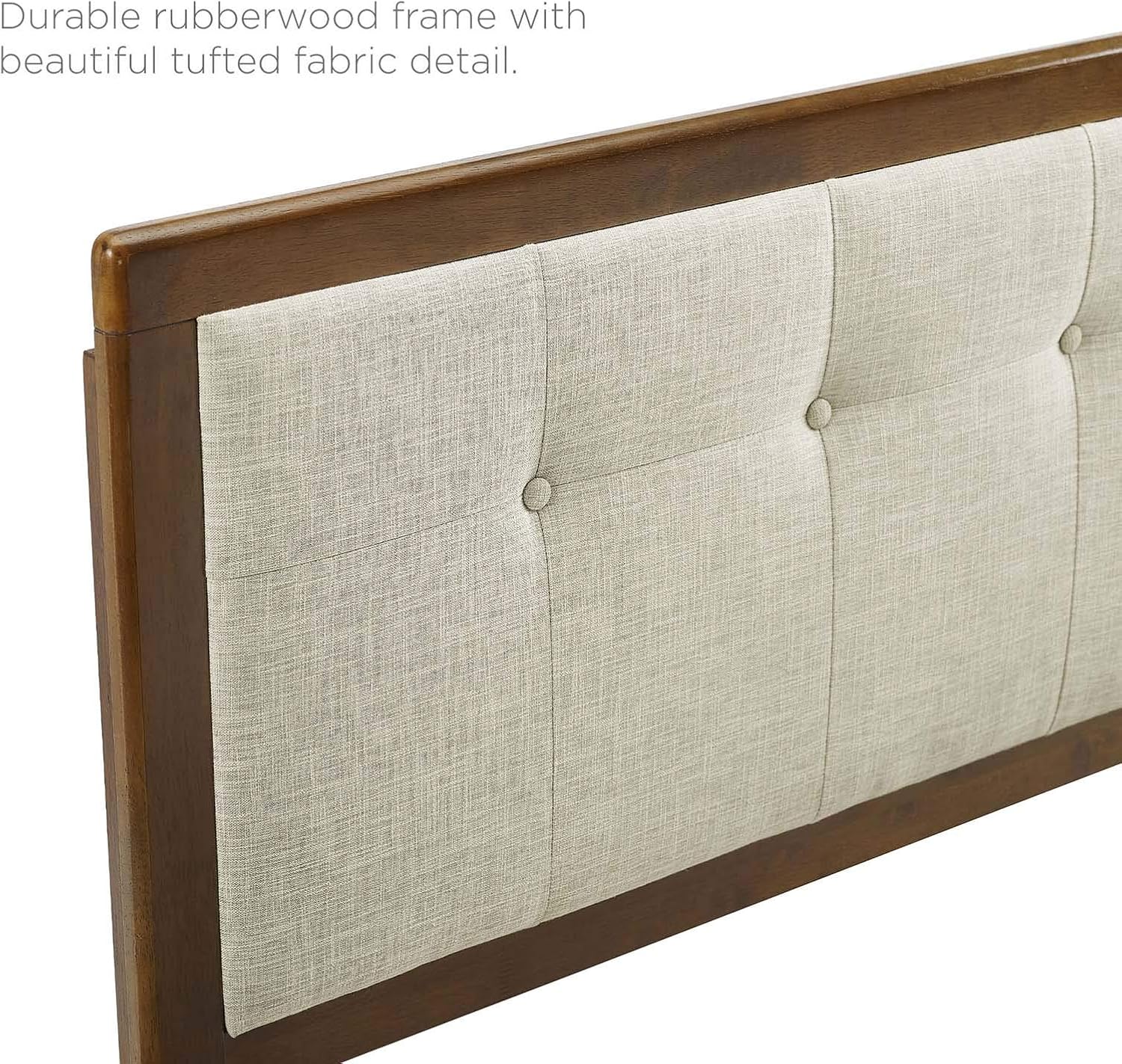 Modway Draper Tufted Full Fabric and Wood Headboard in Walnut Beige
