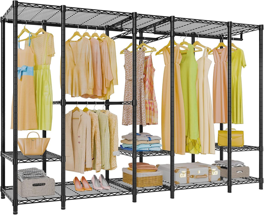 VIPEK V50 Extra Large Closet Rack Heavy Duty Garment Rack Freestanding Wardrobe with Shelves, Portable Metal Clothing Rack for Hanging Clothes, Adjustable Open Closet System, 1300 lb Capacity, Black