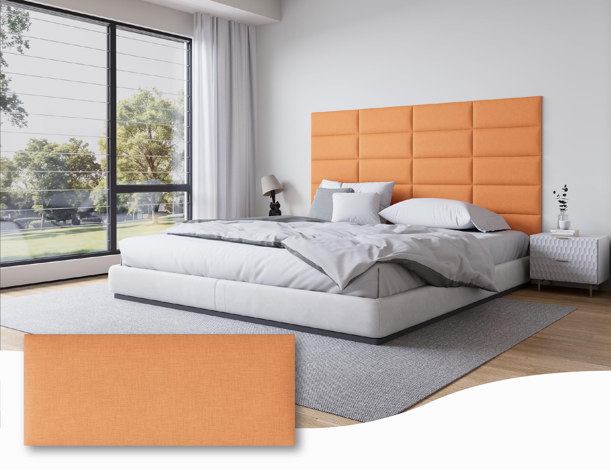 Peel and Stick Upholstered Wall Mounted Headboard Queen Size, 9 Panels Tufted Fabric Headboard,Wall Mounted Headboards, Interior Wall Panels for Bedroom, 10"x24" Dark Grey
