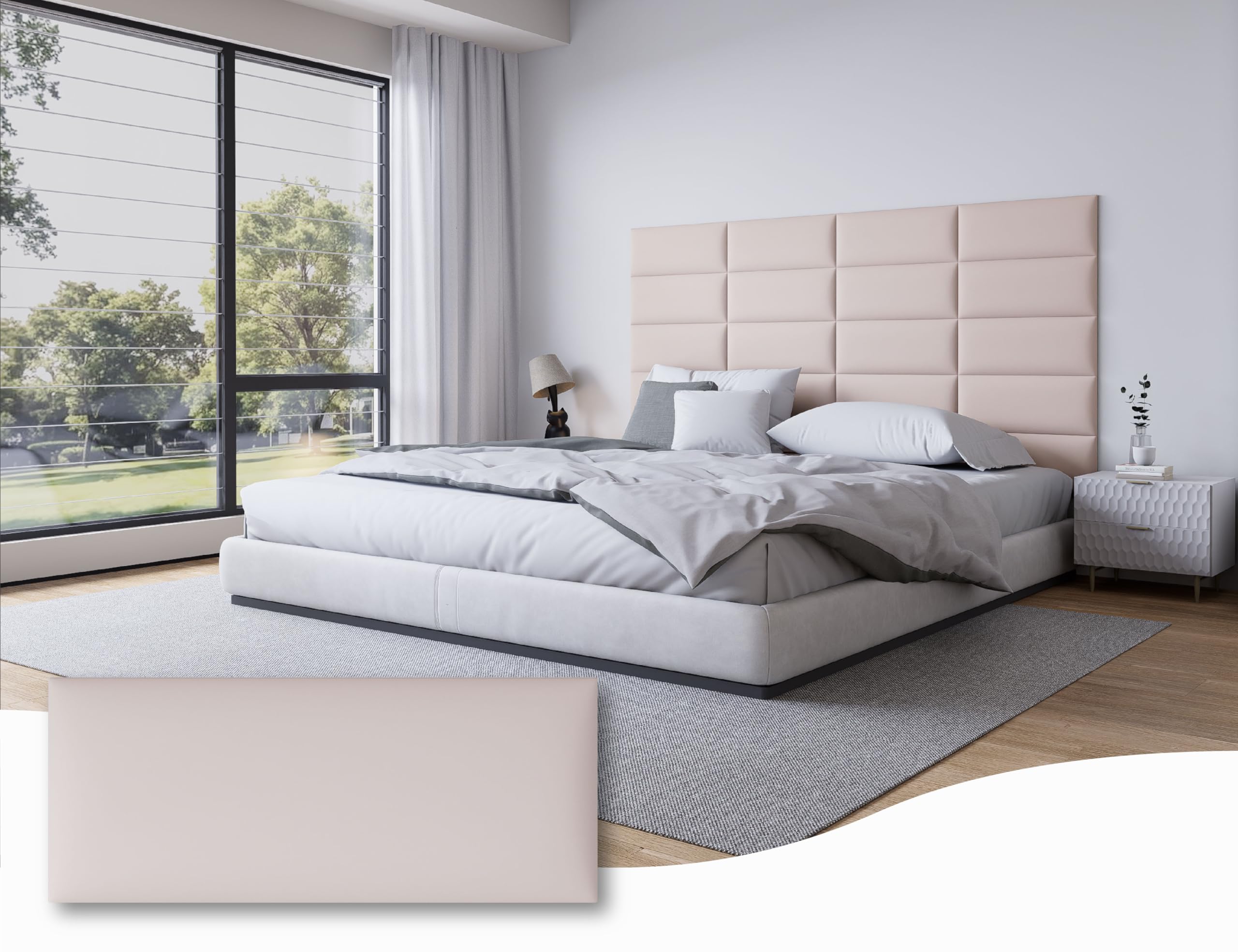 Peel and Stick Upholstered Wall Mounted Headboard Queen Size, 9 Panels Tufted Fabric Headboard,Wall Mounted Headboards, Interior Wall Panels for Bedroom, 10"x24" Dark Grey