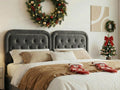 Tufted Upholstered Headboard Queen Size, Button Adjustable Height Head Board Only, Sturdy and Durable Solid Wood with Nailhead Trim, Ideal for Bedroom, Dorm, Guest Room, Gray | Luxurious Velvet, Sturdy Construction, Versatile Decor