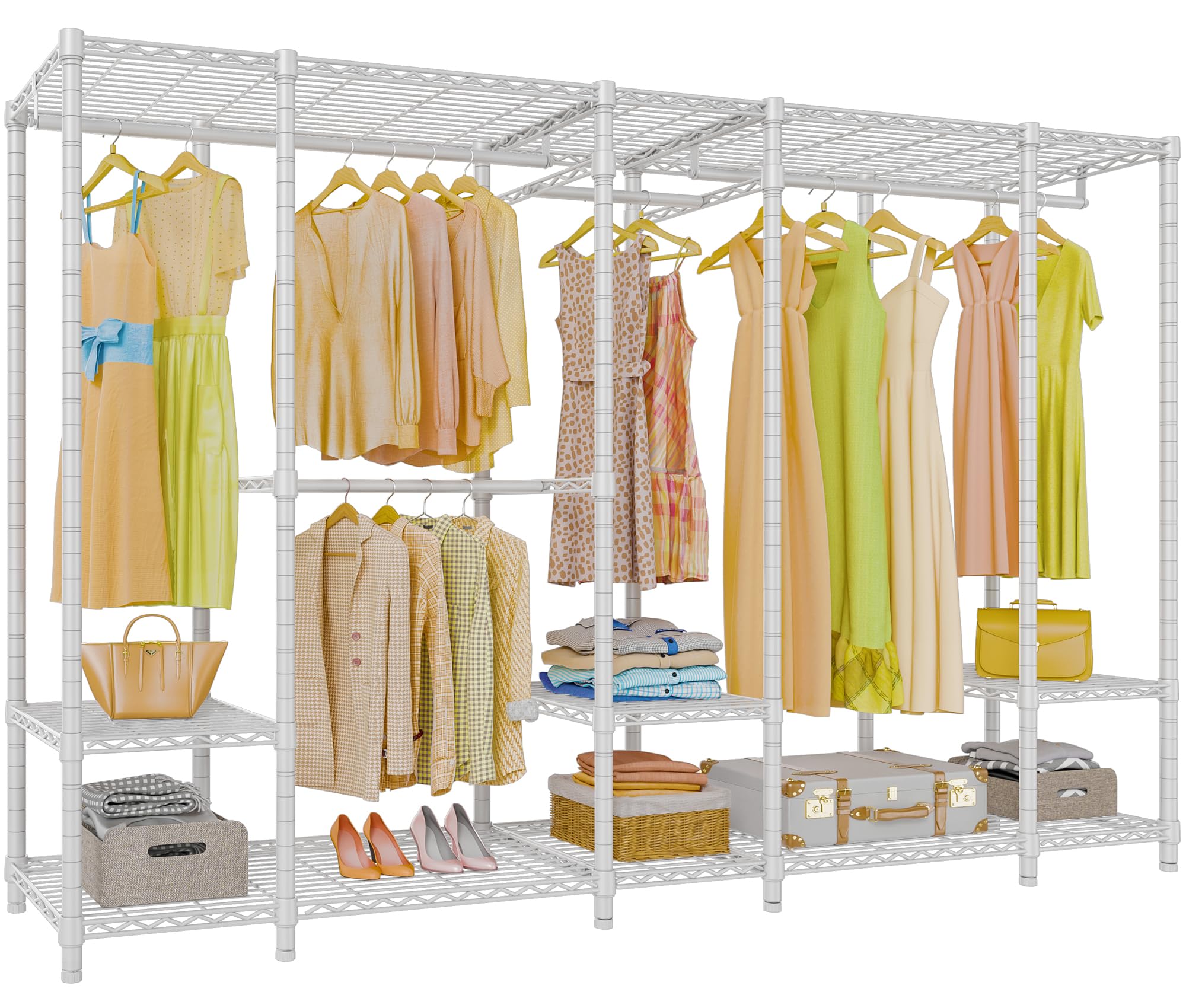 VIPEK V50 Extra Large Closet Rack Heavy Duty Garment Rack Freestanding Wardrobe with Shelves, Portable Metal Clothing Rack for Hanging Clothes, Adjustable Open Closet System, 1300 lb Capacity, Black