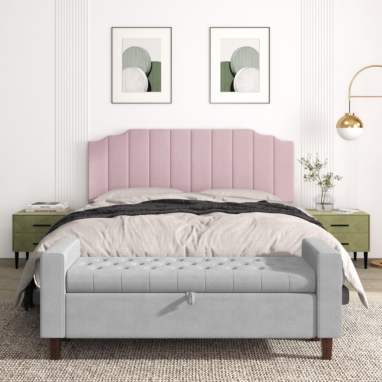 Befurtori King Size Headboard Only, Linen Wall Mounted Headboard King for Adjustable Bed Modern Upholstered Head Board Easy Assembly, Beige