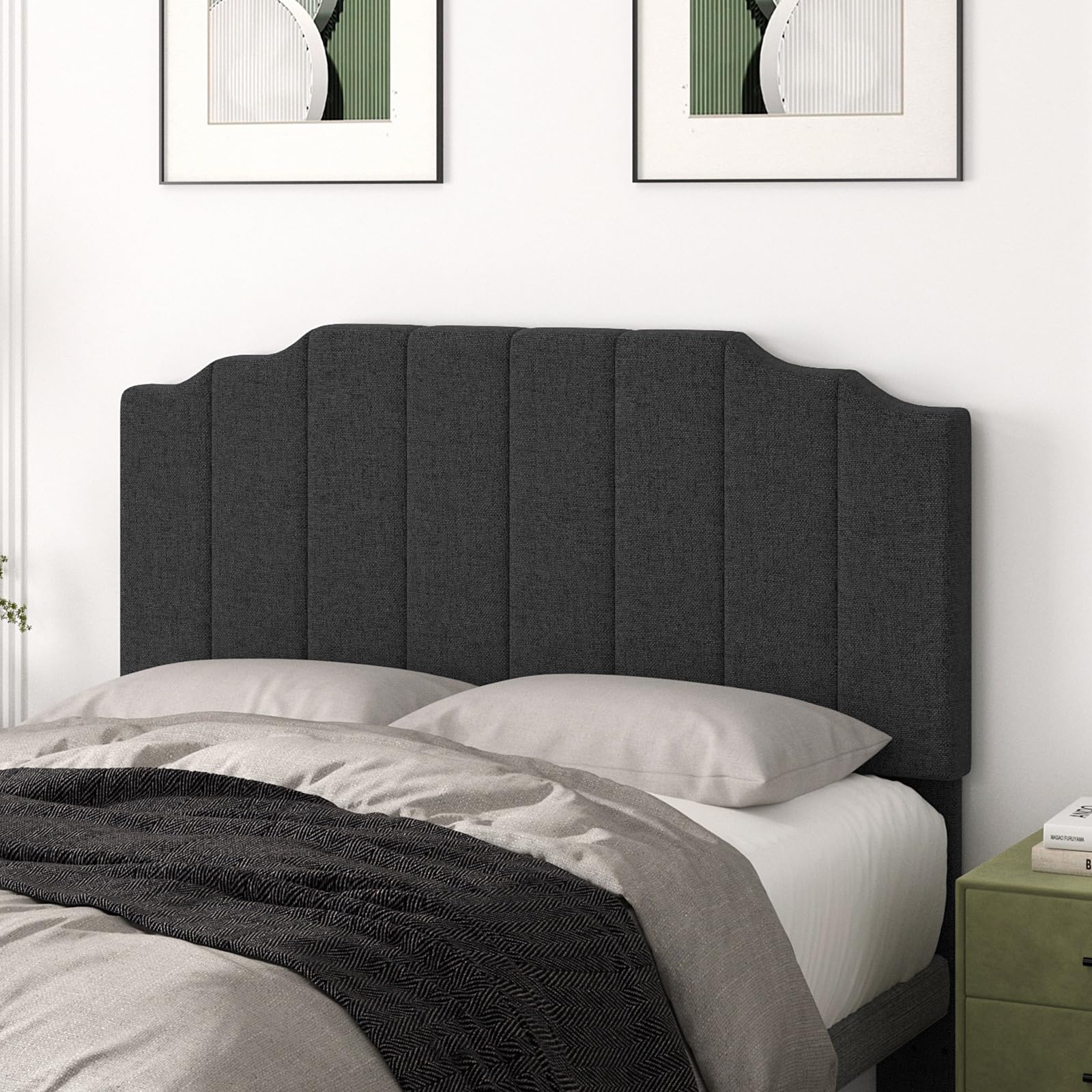 Befurtori King Size Headboard Only, Linen Wall Mounted Headboard King for Adjustable Bed Modern Upholstered Head Board Easy Assembly, Beige
