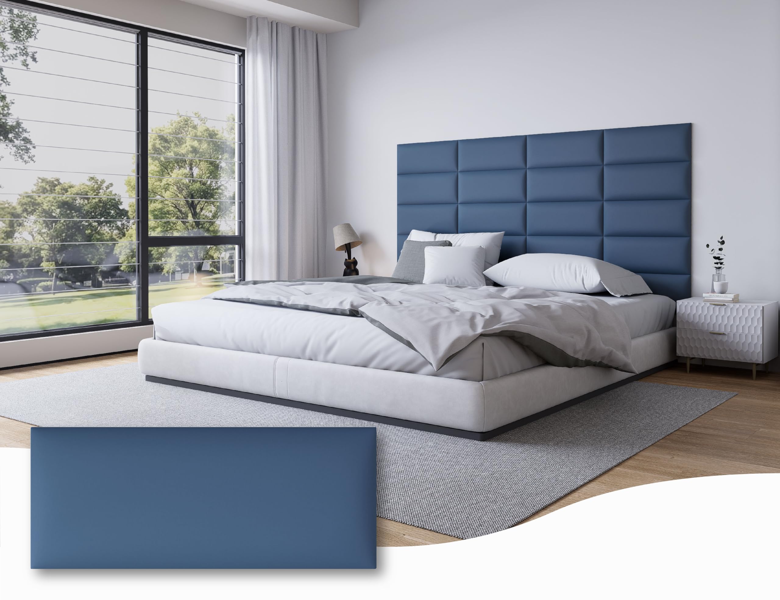 Peel and Stick Upholstered Wall Mounted Headboard Queen Size, 9 Panels Tufted Fabric Headboard,Wall Mounted Headboards, Interior Wall Panels for Bedroom, 10"x24" Dark Grey