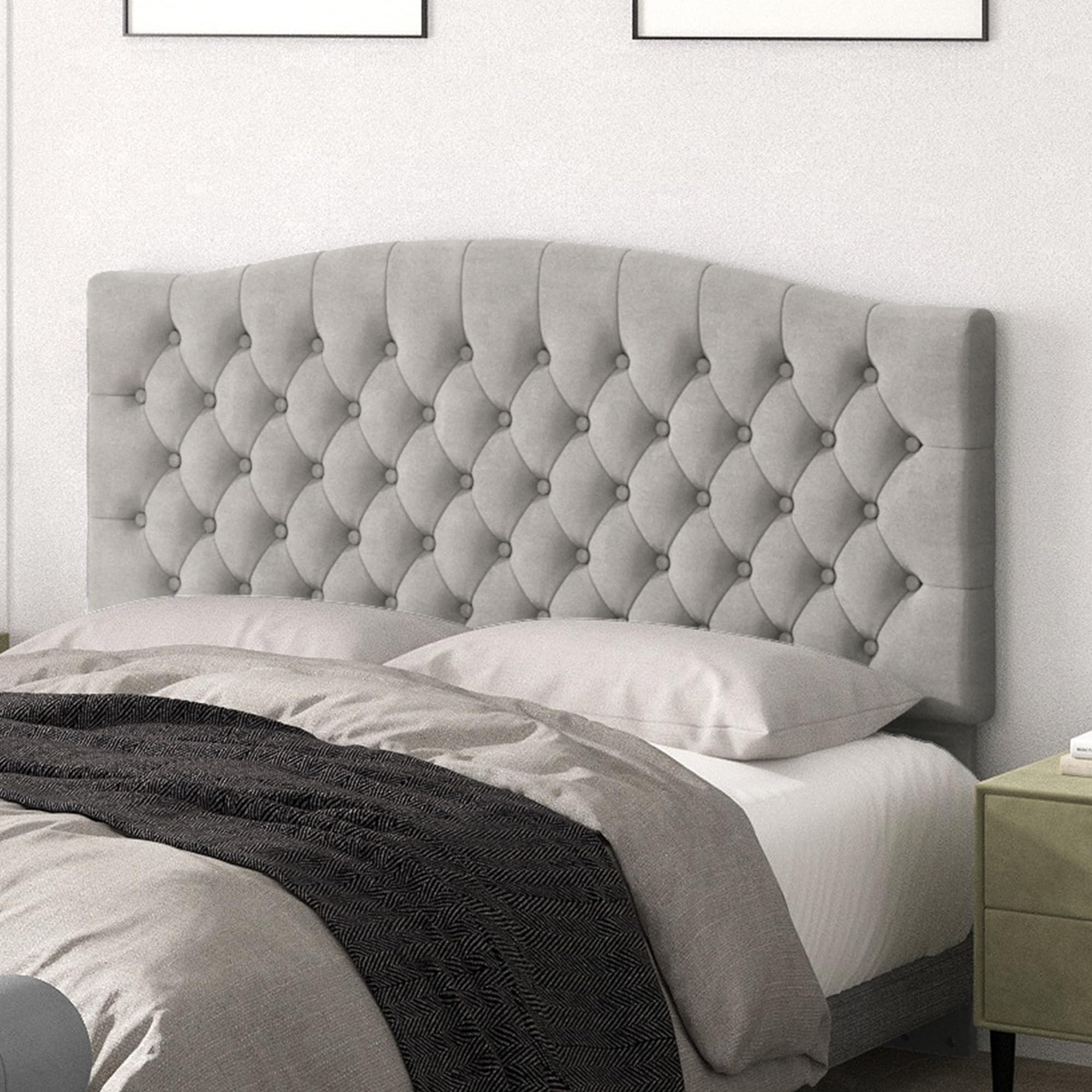 Befurtori King Headboard Only, Upholstered Headboard King Size for Adjustable Bed Linen Tufted Wall Mounted Head Board with Solid Wood Legs, Ivory