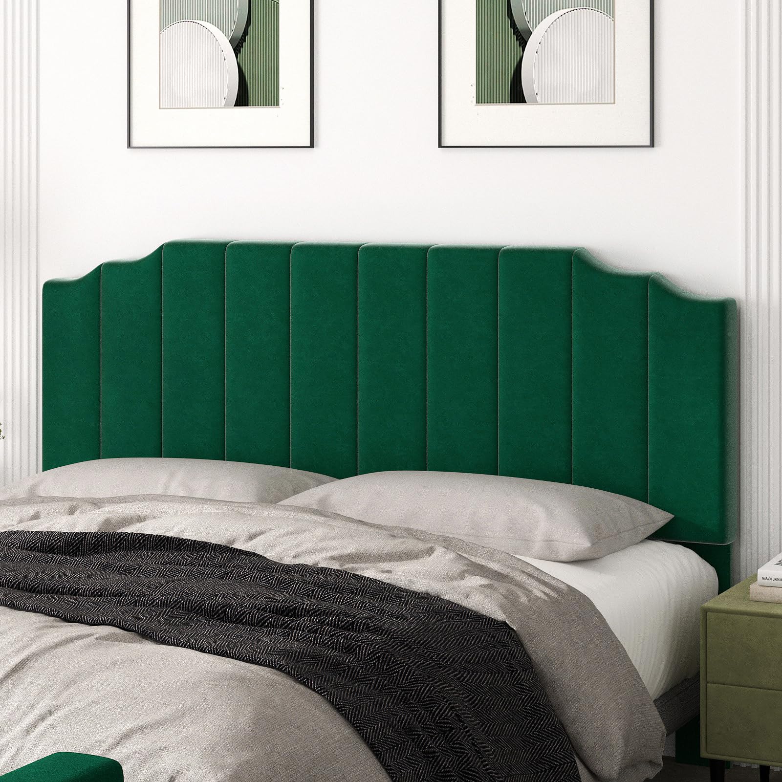 Befurtori King Size Headboard Only, Linen Wall Mounted Headboard King for Adjustable Bed Modern Upholstered Head Board Easy Assembly, Beige