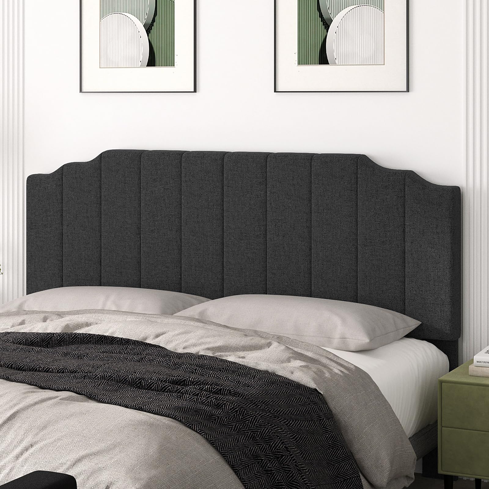 Befurtori King Size Headboard Only, Linen Wall Mounted Headboard King for Adjustable Bed Modern Upholstered Head Board Easy Assembly, Beige
