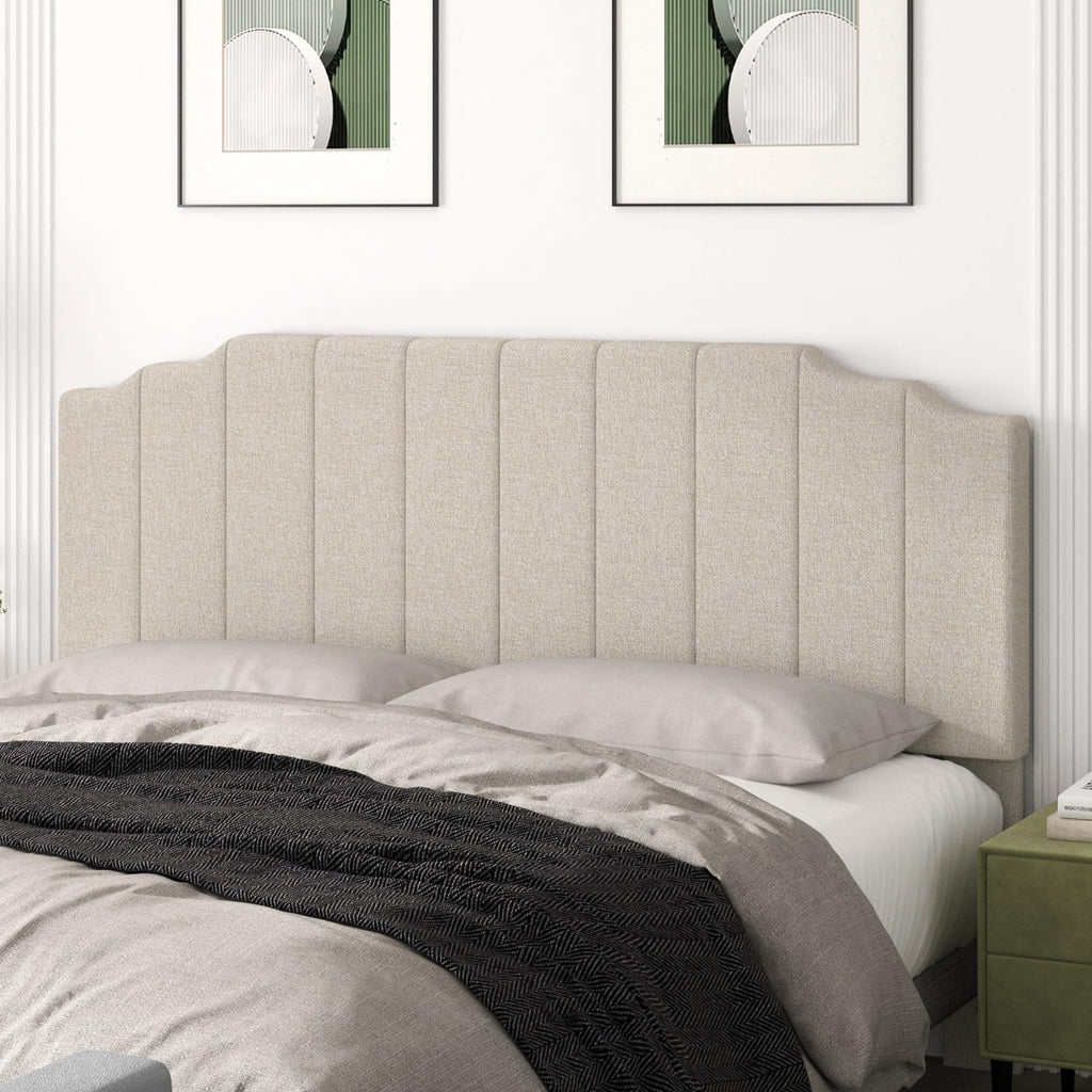 Befurtori King Size Headboard Only, Linen Wall Mounted Headboard King for Adjustable Bed Modern Upholstered Head Board Easy Assembly, Beige