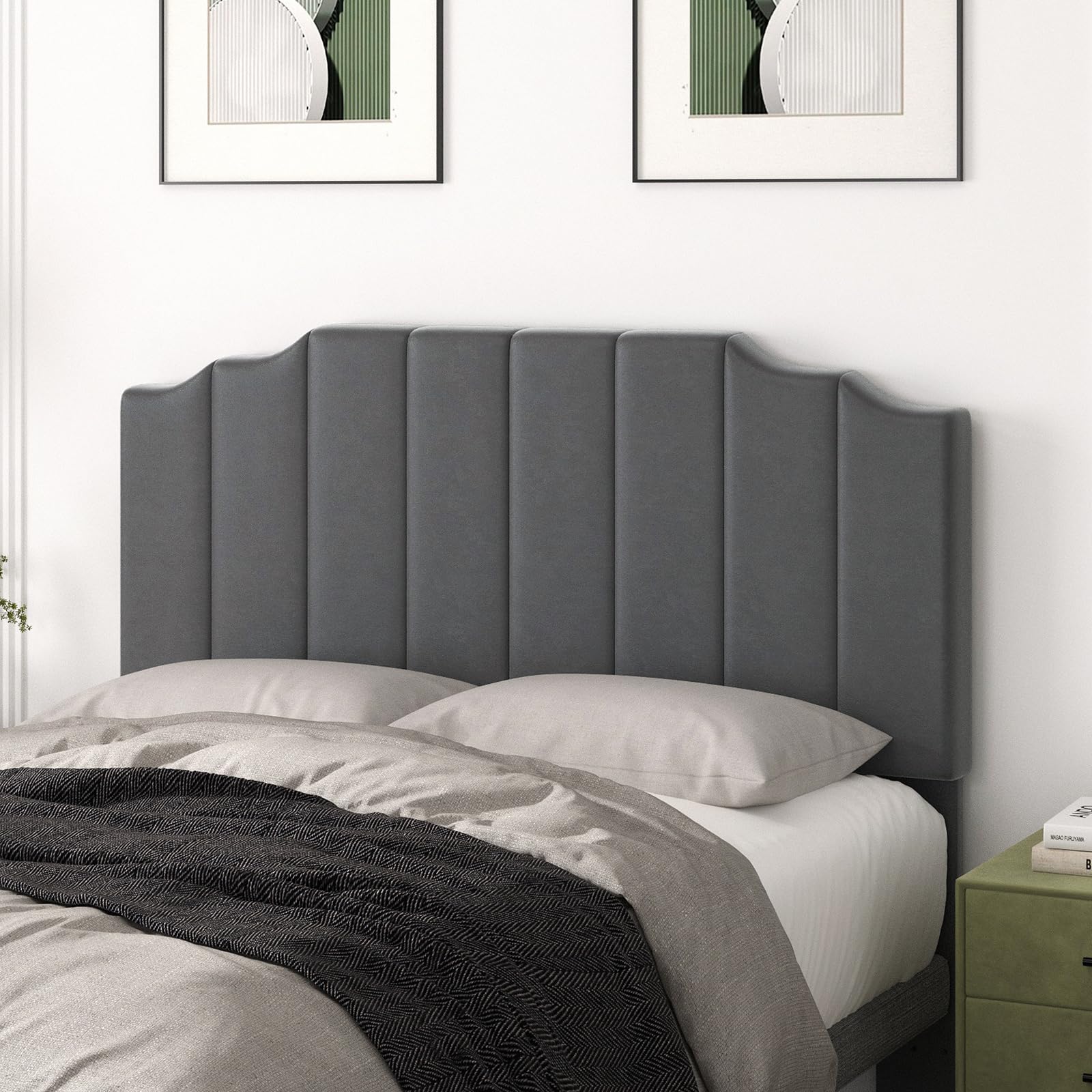 Befurtori King Size Headboard Only, Linen Wall Mounted Headboard King for Adjustable Bed Modern Upholstered Head Board Easy Assembly, Beige