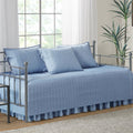 Comfort Spaces Daybed Cover - Luxe Double Sided-Quilting, All Season Cozy Bedding with Bedskirt, Matching Shams, Kienna Grey 75"x39" 5 Piece,100% Microfiber