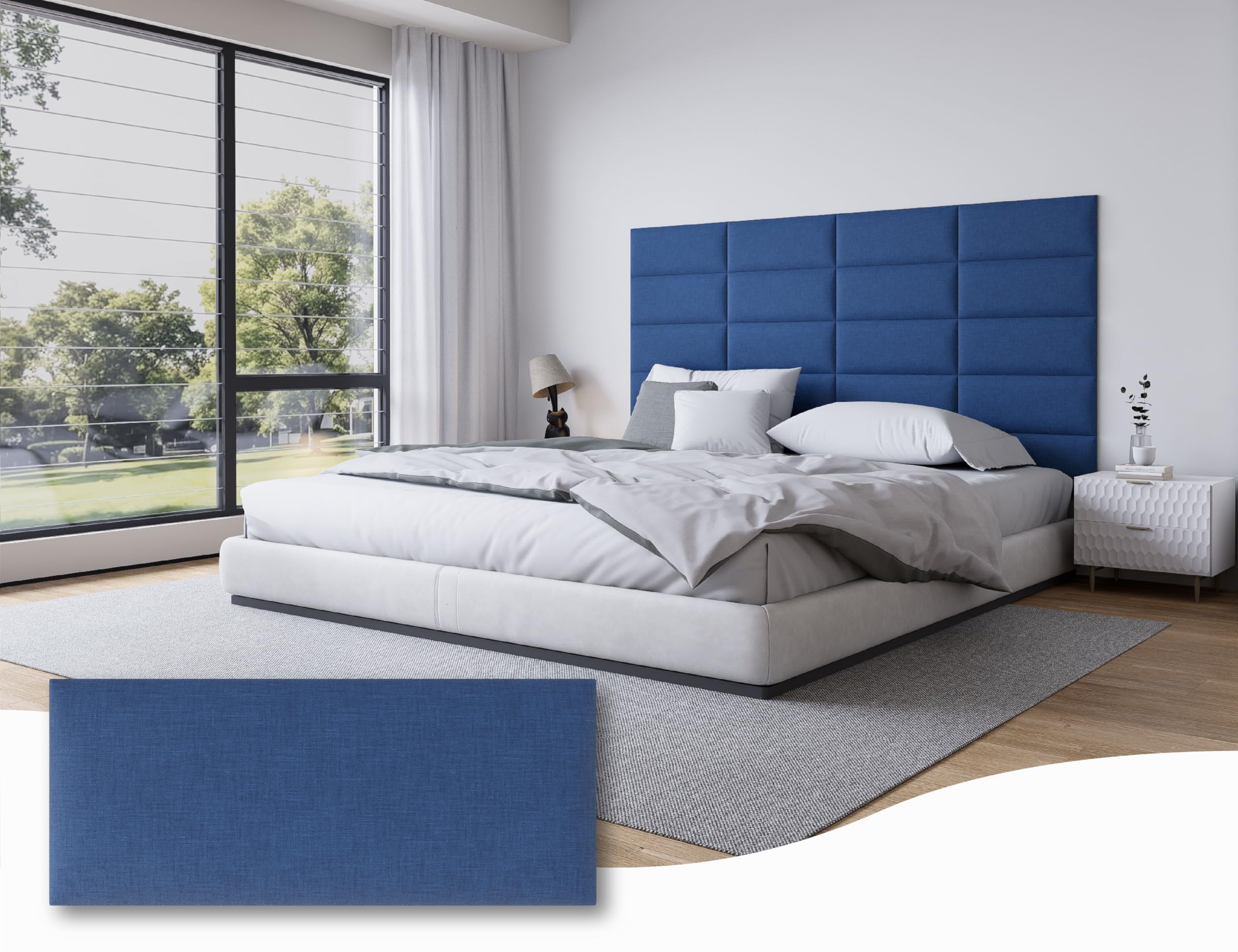 Peel and Stick Upholstered Wall Mounted Headboard Queen Size, 9 Panels Tufted Fabric Headboard,Wall Mounted Headboards, Interior Wall Panels for Bedroom, 10"x24" Dark Grey