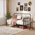 Yumenonaka Twin Daybed,Metal Sofa Day Bed Frame,Steel Slats Support for Bedroom Guest Room,Easy Assembly,Sturdy,Anti-Slip,Storage Space Bed Furniture,with Modern Headboard,Black