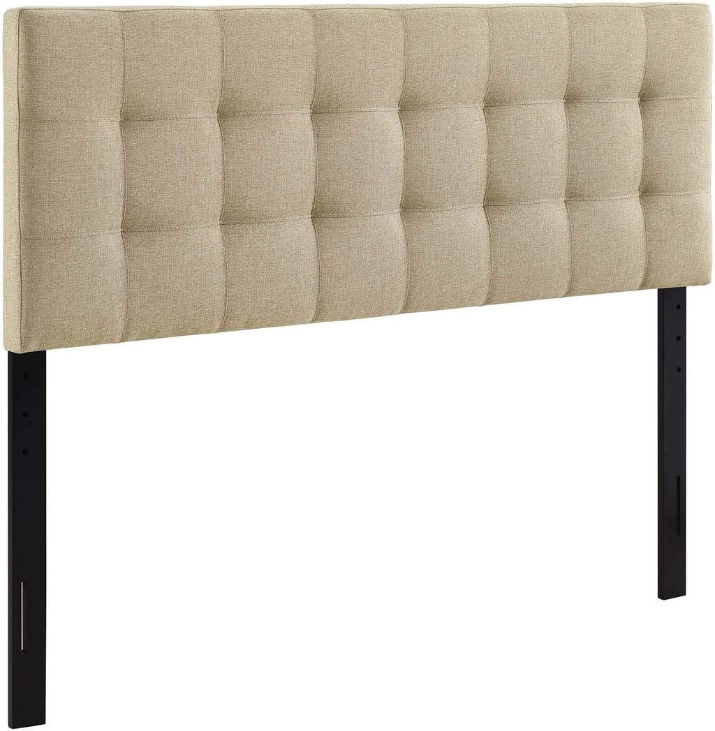 Modway Lily Tufted Linen Fabric Upholstered Full Headboard in Beige