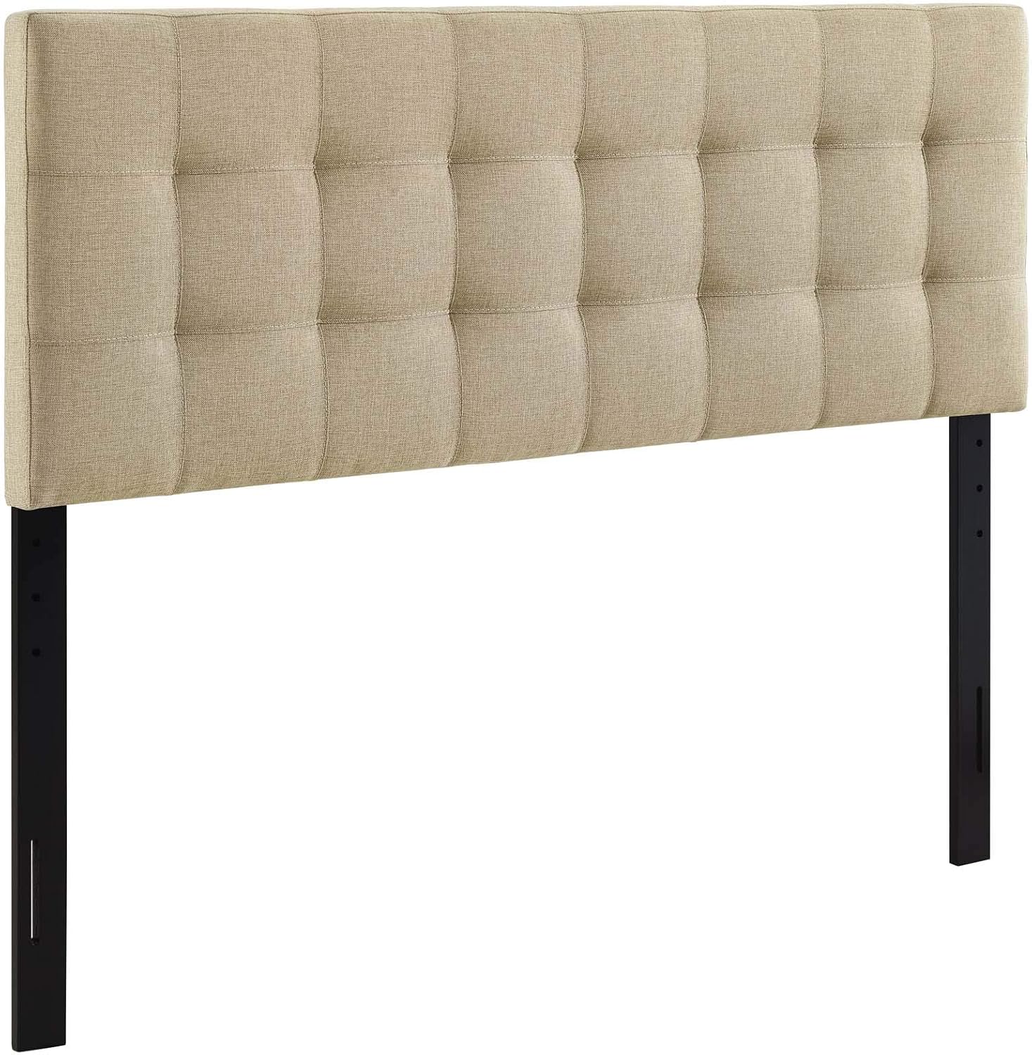 Modway Lily Tufted Linen Fabric Upholstered Full Headboard in Beige