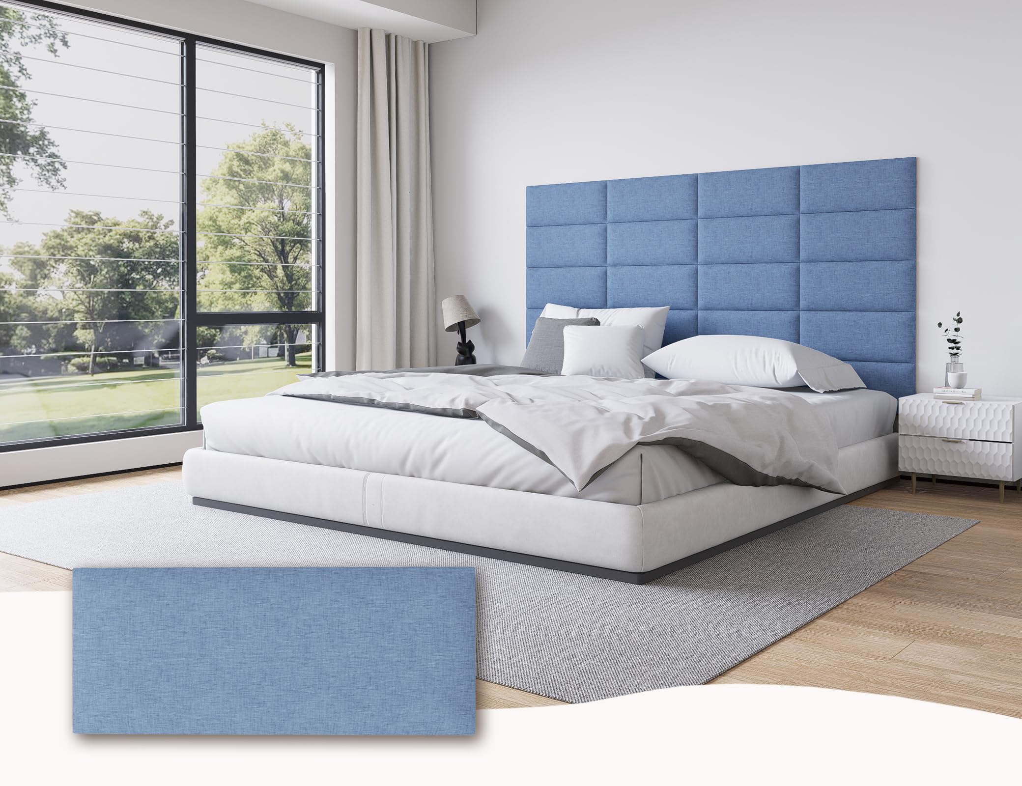 Peel and Stick Upholstered Wall Mounted Headboard Queen Size, 9 Panels Tufted Fabric Headboard,Wall Mounted Headboards, Interior Wall Panels for Bedroom, 10"x24" Dark Grey