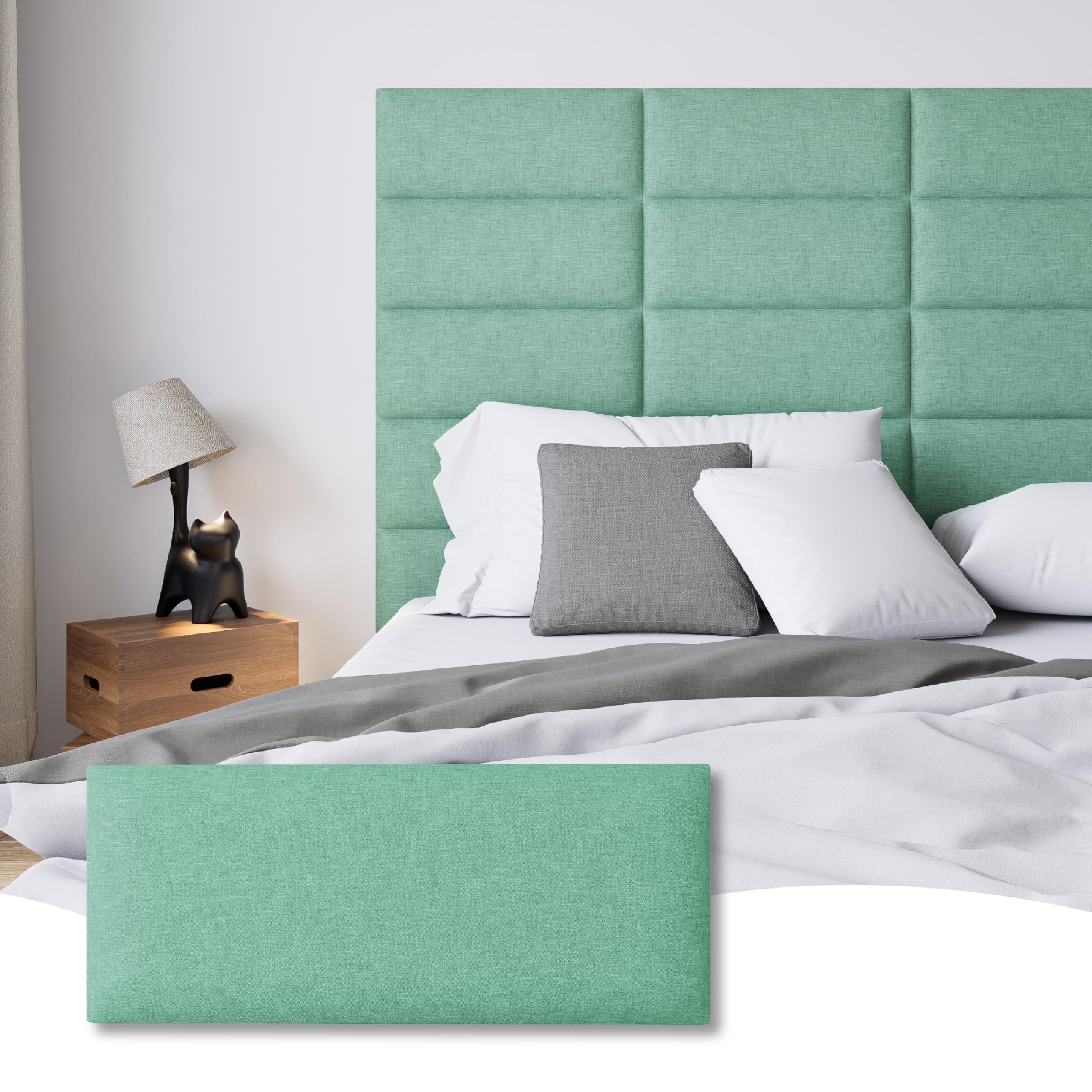 Peel and Stick Upholstered Wall Mounted Headboard Queen Size, 9 Panels Tufted Fabric Headboard,Wall Mounted Headboards, Interior Wall Panels for Bedroom, 10"x24" Dark Grey