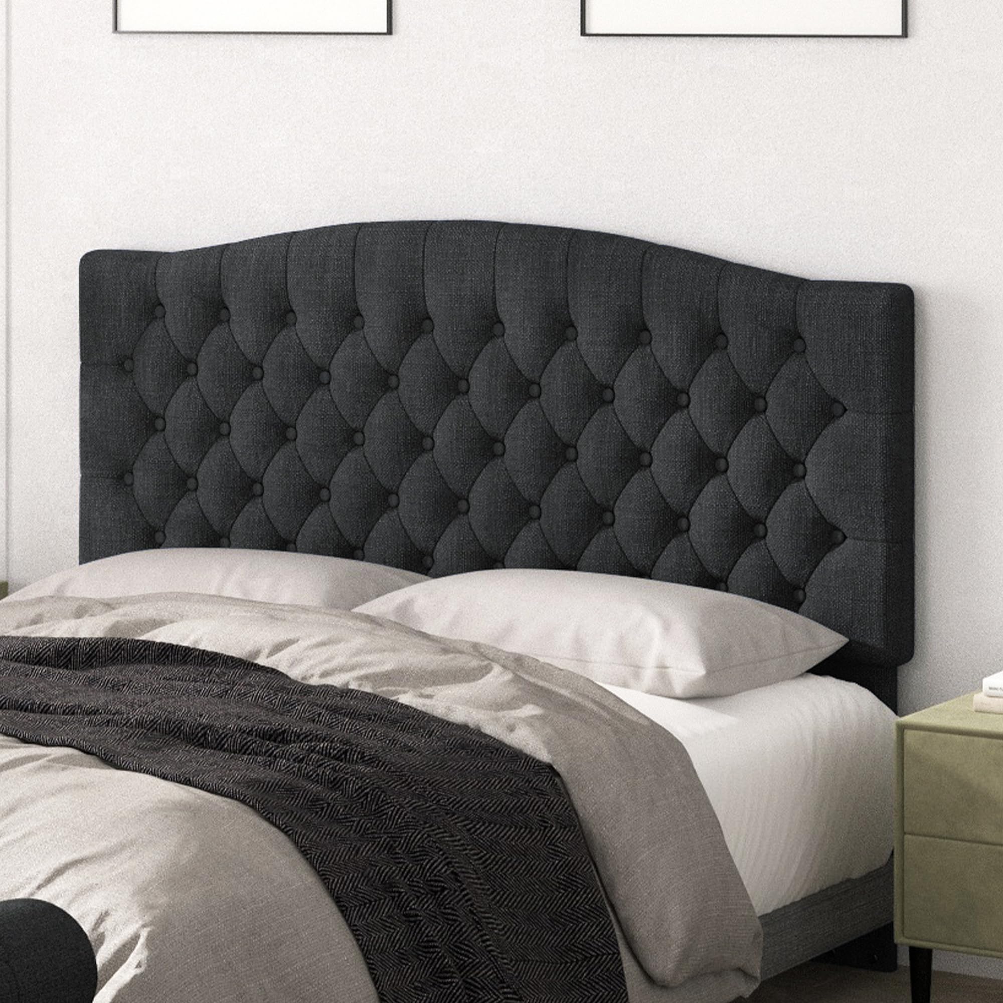 Befurtori King Headboard Only, Upholstered Headboard King Size for Adjustable Bed Linen Tufted Wall Mounted Head Board with Solid Wood Legs, Ivory