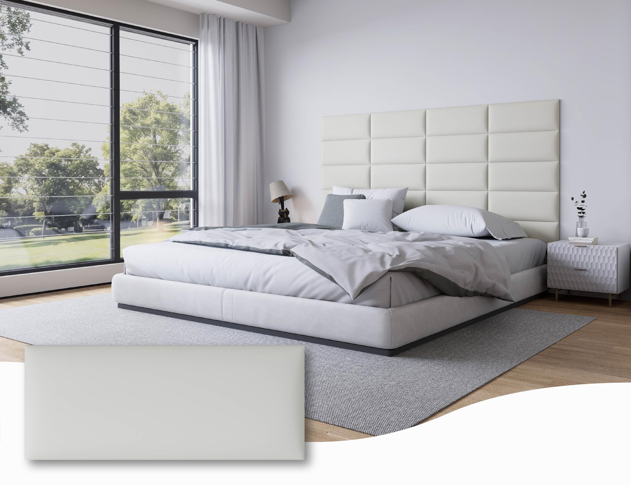 Peel and Stick Upholstered Wall Mounted Headboard Queen Size, 9 Panels Tufted Fabric Headboard,Wall Mounted Headboards, Interior Wall Panels for Bedroom, 10"x24" Dark Grey